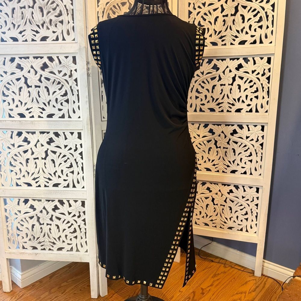 Michael Kors Black Backless Dress with Gold Accents Sz XL